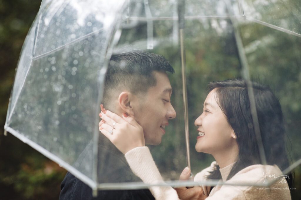 Surprise proposal engagement picture at John P. Humes Japanese Stroll Garden - Long island wedding photographer