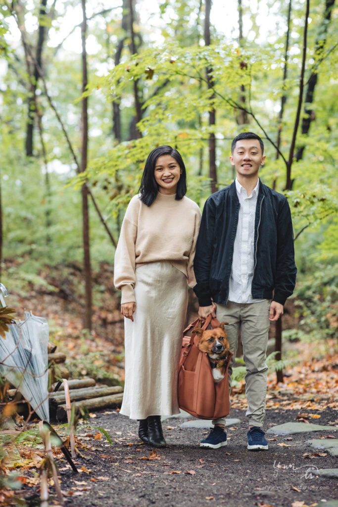 Surprise proposal engagement picture at John P. Humes Japanese Stroll Garden - Long island wedding photographer